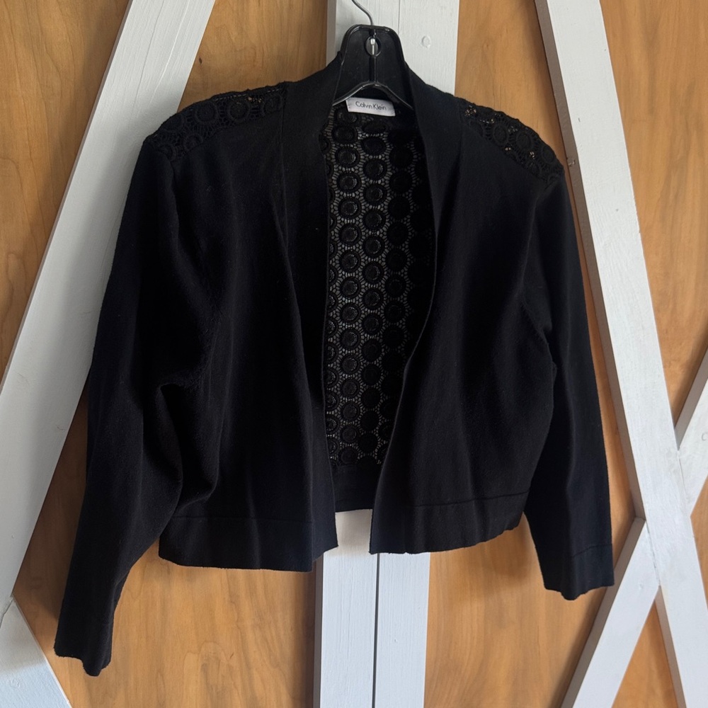 Calvin Klein Black Open-Front cropped cardigan EUC